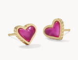 KENDRA SCOTT- Framed Gold Ari Heart Stud Earrings in Azalea Illusion