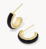 KENDRA SCOTT- Ainsley Gold Huggie Earrings in Black Enamel