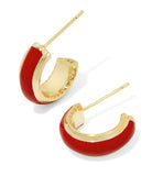 KENDRA SCOTT- Ainsley Gold Huggie Earrings in Red Enamel