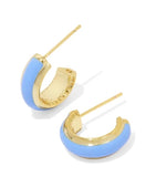 KENDRA SCOTT- Ainsley Gold Huggie Earrings in Light Blue Enamel