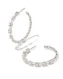 KENDRA SCOTT- Lexi Silver Hoop Earrings in White Crystal