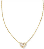 KENDRA SCOTT- Framed Gold Ari Heart Pendant Necklace in Iridescent Abalone