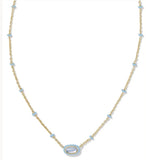 KENDRA SCOTT- Mini Gold Elisa Enamel Frame Pendant Necklace in Periwinkle Illusion