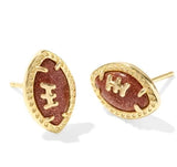 KENDRA SCOTT- Football Gold Stud Earrings in Orange Goldstone