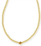 KENDRA SCOTT- Abbie Gold Beaded Necklace in Marbled Amber Illusion