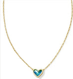 KENDRA SCOTT- Framed Gold Ari Heart Pendant Necklace in Mood Stone