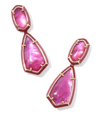 KENDRA SCOTT- Camry Gold Enamel Frame Statement Earrings in Azalea Illusion