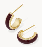 KENDRA SCOTT- Ainsley Gold Huggie Earrings in Burgundy Enamel