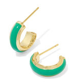 KENDRA SCOTT- Ainsley Gold Huggie Earrings in Green Enamel