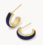 KENDRA SCOTT- Ainsley Gold Huggie Earrings in Navy Enamel