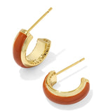 KENDRA SCOTT- Ainsley Gold Huggie Earrings in Orange Enamel