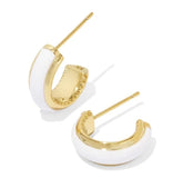 KENDRA SCOTT- Ainsley Gold Huggie Earrings in White Enamel