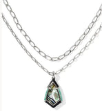 KENDRA SCOTT- Camry Silver Enamel Frame Multi Necklace in Abalone