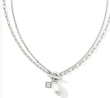 KENDRA SCOTT- Eve Silver Chain Multi Strand Necklace in White Pearl