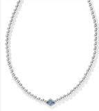 KENDRA SCOTT- Abbie Silver Beaded Necklace in Light Blue Mother of Pearl