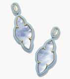 KENDRA SCOTT- Abbie Gold Enamel Frame Statement Earrings in Periwinkle Illusion