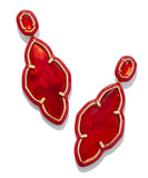 KENDRA SCOTT- Abbie Gold Enamel Frame Statement Earrings in Red Illusion