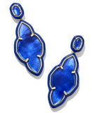 KENDRA SCOTT- Abbie Gold Enamel Frame Statement Earrings in Cobalt Illusion