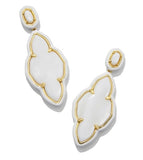 KENDRA SCOTT- Abbie Gold Enamel Frame Statement Earrings in White Mother of Pearl