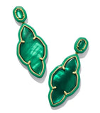 KENDRA SCOTT- Abbie Gold Enamel Frame Statement Earrings in Emerald Illusion