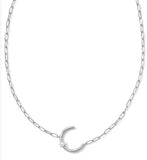 KENDRA SCOTT- Pearl Letter Initial Pendant in Rhodium White Pearl