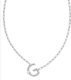 KENDRA SCOTT- Pearl Letter Initial Pendant in Rhodium White Pearl