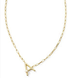 KENDRA SCOTT- Pearl Letter Initial Pendant in Gold White Pearl