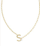 KENDRA SCOTT- Pearl Letter Initial Pendant in Gold White Pearl