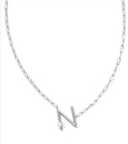 KENDRA SCOTT- Pearl Letter Initial Pendant in Rhodium White Pearl