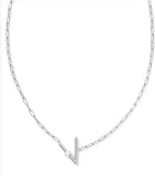 KENDRA SCOTT- Pearl Letter Initial Pendant in Rhodium White Pearl