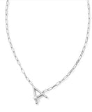 KENDRA SCOTT- Pearl Letter Initial Pendant in Rhodium White Pearl