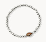 KENDRA SCOTT- Football Silver Stretch Bracelet in Orange Goldstone