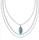 KENDRA SCOTT- Elle Vintage Silver Bamboo Triple Strand Necklace in Variegated Indigo