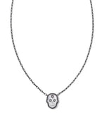 KENDRA SCOTT- Skeleton Gunmetal Short Pendant Necklace in Ivory Mother of Pearl