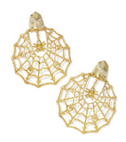 KENDRA SCOTT- Spider Web Gold Statement Earrings in White Crystal