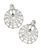 KENDRA SCOTT- Spider Web Rhodium Statement Earrings in Black Crystal