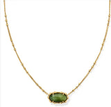 KENDRA SCOTT- Elisa Gold Vintage Bamboo Frame Short Pendant Necklace in Sage Serpentine