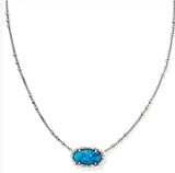 KENDRA SCOTT- Elisa Vintage Silver Bamboo Frame Pendant Necklace in Variegated Indigo
