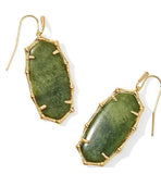KENDRA SCOTT- Elle Gold Bamboo Frame Drop Earrings in Sage Serpentine