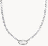 KENDRA SCOTT- Elisa Tennis Necklace in Rhodium Ivory Mother of Pearl