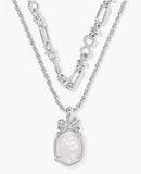 KENDRA SCOTT- Daphne Bow Multi Strand Necklace in Rhodium Iridescent Ivory Illusion