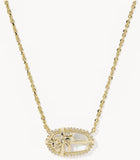 KENDRA SCOTT- Elisa Bow Short Pendant Necklace in Gold Iridescent Crystal Ivory Illusion