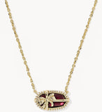 KENDRA SCOTT- Elisa Bow Short Pendant Necklace in Gold Dark Burgundy Illusion