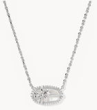 KENDRA SCOTT- Elisa Bow Short Pendant Necklace in Rhodium Iridescent Crystal Ivory Illusion