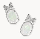 KENDRA SCOTT- Daphne Bow Drop Earring in Rhodium Iridescent Crystal Ivory Illusion