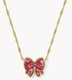 KENDRA SCOTT- Haley Gold Bow Short Pendant Necklace in Scarlet Red Mother of Pearl
