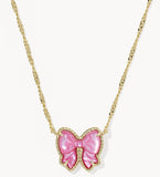 KENDRA SCOTT- Haley Gold Bow Short Pendant Necklace in Rose Violet Mother of Pearl