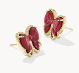 KENDRA SCOTT- Haley Gold Bow Stud Earrings in Scarlet Red Mother of Pearl