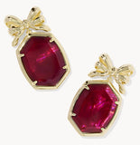 KENDRA SCOTT- Daphne Bow Drop Earring in Gold Dark Burgundy Illusion