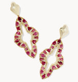 KENDRA SCOTT- Abbie Gold Crystal Statement Earrings in Red Mix
